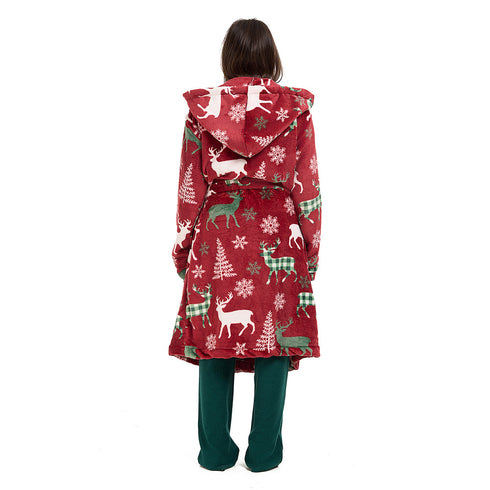 Snuggs Blanket Robe Red Deer Christmas